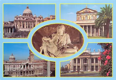 Vatican City — Vue panoramique avec la basilique Saint-Pierre, la Pietà et autres édifices — Éditeur PLURIGRAF
