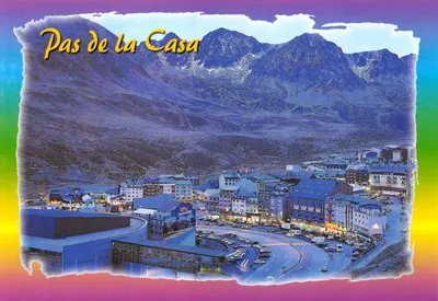 Pas de la Casa — vue panoramique du village enneigé — éditeur FISA - ESCUDO DE ORO, S.A