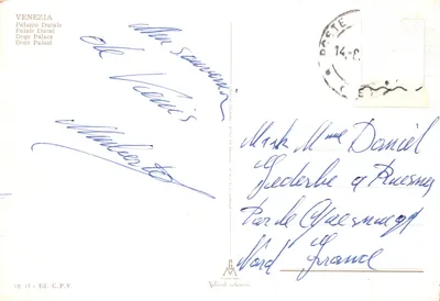 Venise — Place Saint-Marc avec le Palais des Doges et la Colonne de la Liberté — Éditeur C.P.V. n° VE 17 — पीछे