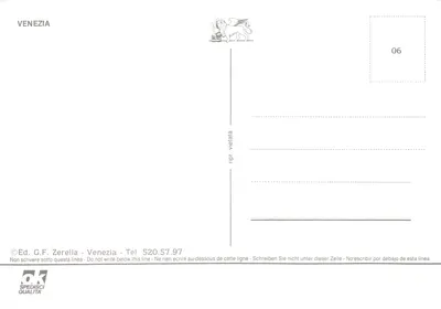 Venezia — collage de sites emblématiques — Ed. G.F. Zerella — पीछे