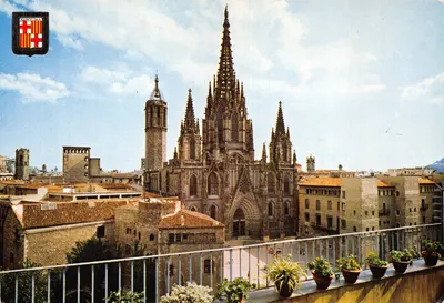 Cathédrale de Barcelone — vue panoramique depuis un balcon — Éditions FISA - Piqué, n° 2458