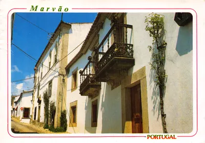 Marvão — vue de la rue avec balcon orné — Éditions Artísticas para Felicitações, Lisboa