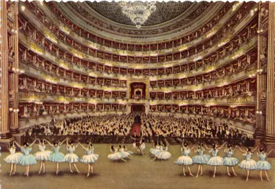 Théâtre La Scala — Intérieur — éditeur Fratelli Scrocchi, n° 4876-8