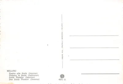 Théâtre La Scala — Intérieur — éditeur Fratelli Scrocchi, n° 4876-8 — पीछे
