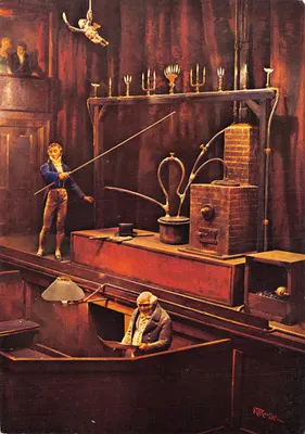 Démonstration du gaz de lumière — scène au théâtre Lyceum — éditeur Richardsons Printers Limited