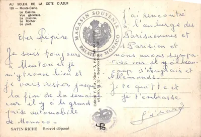 Principauté de Monaco — Vue panoramique du Casino, du port et des montagnes — Éditeur MAGASIN SOUVENIR — पीछे