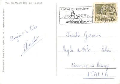 Vue du Monte Brè sur Lugano — éditeur Photohouse H. Rüedi S.A., n° 251 — पीछे