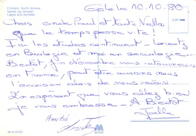 Finmark, Norvège du Nord — Samis et rennes — éditeur MITTET, n° M-4115/23 — पीछे