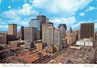 Skyline de Houston, Texas — plus grande ville de l'État — éditeur DEXTER PRESS, n° DT-37349-D