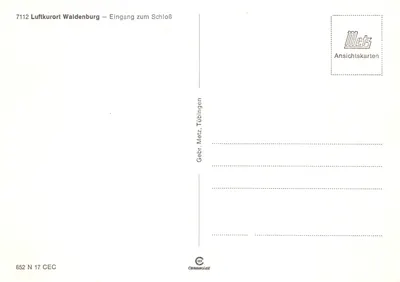 Waldenburg — Entrée du château — éditeur Mets, Tübingen — पीछे