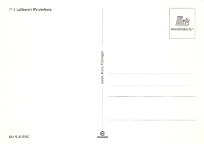 Waldenburg — vue de la forteresse et du château — éditeur Metz, n° 7112 — पीछे