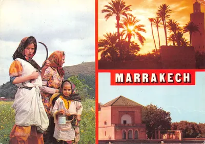 Marrakech — scène de village et vue du minaret — éditeur Casa-images, n°609