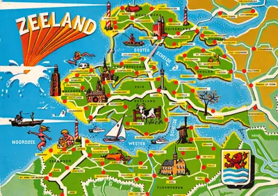 Zeeland — carte postale touristique illustrée — Uitgave Den Hollander B.V