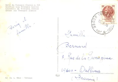 Verzegnis — vue panoramique et fleurs d’edelweiss — Ed. ris. L. Moro - Tolmezzo — पीछे