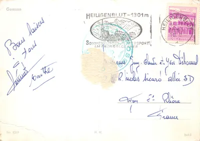 Deux chamois dans la neige — Heiligenblut-1301m, éditeur H.H. n°8369 — पीछे
