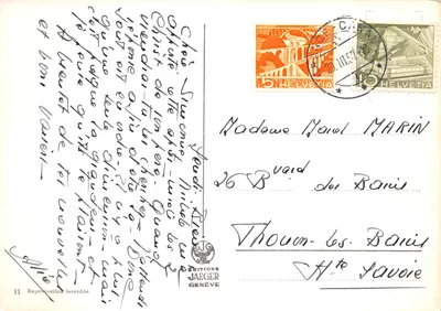 Place du Molard — vue de la gainerie de D. Sergy en 1870 — Éditions Jaeger Genève — पीछे