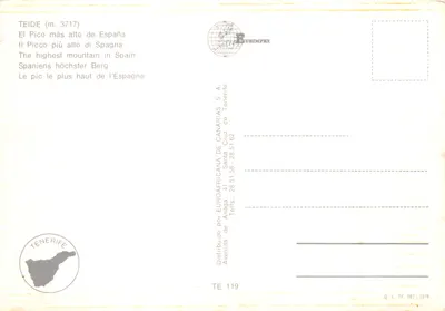 Teide — sommet enneigé — éditeur EURIMPEX, n° TE 119 — पीछे