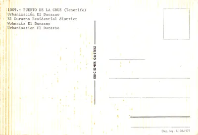 Banane mûre — vue sur le mont Teide — Éditions Gasteiz, n°1009 — पीछे