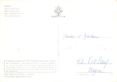 Florence — Cathédrale et Baptistère — Éditeur: Giusti di S. Becocci, Florence — पीछे