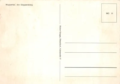 Wuppertal - Am Döppersberg — vue de la gare avec tramway suspendu et enseignes 'Wicküler Pils' et 'Wichelhausbank' — éditeur non identifié — पीछे