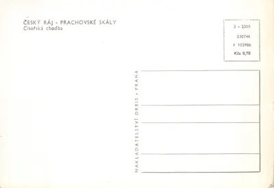 Prachovské skály — Cisařská chodba — éditeur NAKLADATELSTVÍ ORBIS • PRAHA — पीछे