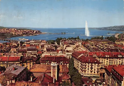 Genève — vue sur le lac avec la fontaine de Jet d'Eau — éditeur Krüger, n° 947/10