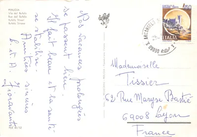 Perugia — Via del Bufalo — editor W. Pellegrini, n° 40/52 — Verso