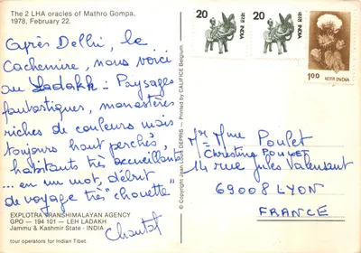 Deux oracles de Mathro Gompa — LHA — éditeur EXPLORTRA TRANSHIMALAYAN AGENCY — पीछे