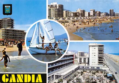 Gandia — vue panoramique de la plage et des hôtels — Éditeur: Escudo de Oro