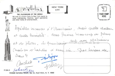 Statue of Liberty — Brooklyn Bridge — Empire State Building — Rockefeller Plaza — Times Square — éditeur H.S. Crocker Co. Inc — पीछे