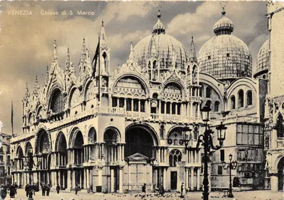 VENEZIA - Chiesa di S. Marco — façade ornée de dômes et d'arcs, éditeur Propriétés F.lli Serocchi - Milano, n° 487.1-7
