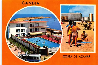 Gandia — vue de la piscine et de la plage de Costa de Azahar — éditeur FIR Momomones del Vallès