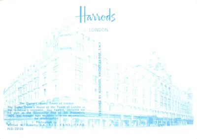 La Maison Tudor de la Reine — résidence du gouverneur — éditeur Harrods, n° PLO/22120 — पीछे