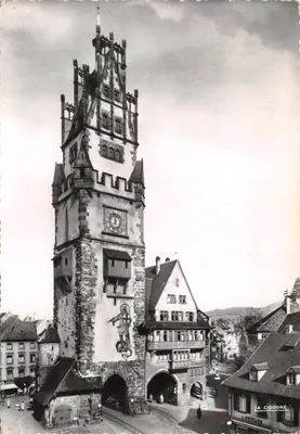 Fribourg (Forêt-Noire) — Schwabentor avec horloge et décor mural — éditeur L. CIGOGNE, n° 369