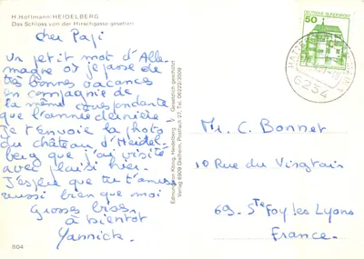 Heidelberg — château vu de la Hirschgasse — éditeur Verlag Edmund von König, n° 804 — पीछे