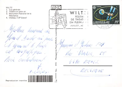 Wiltz — vue générale, théâtre, monument de la Résistance, château du 12e siècle — éditeur mpk — पीछे