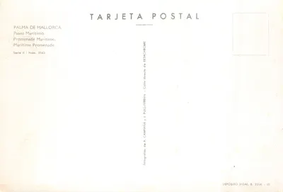 Palma de Mallorca — Paseo Marítimo — Éditeur A. Campana y J. Puig-Terrán, série II n° 3343 — पीछे