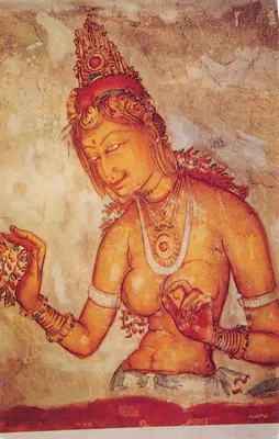 Déesse hindoue — fresque du 5e siècle AD — éditeur : Published by Ajith Karunahale, Colombo