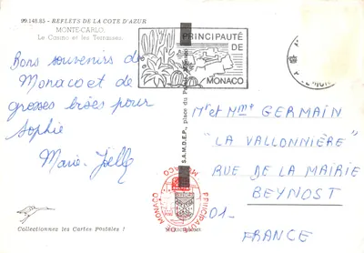 Le Casino de Monte-Carlo — vue des Terrasses — éditeur S.A.M.D.E.P. n° 99.148.85 — पीछे