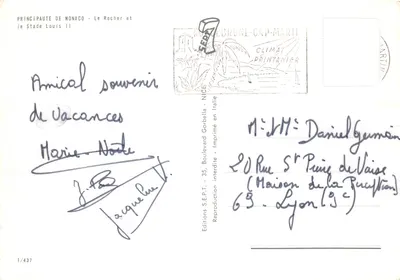 Monaco - Le Rocher et le Stade Louis II — Éditions S.E.P.T. - Imprimé en Italie, n°1/437 — पीछे