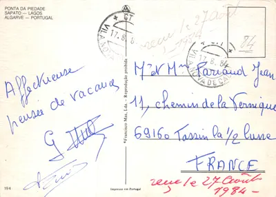 Ponta da Piedade — arches rocheuses au bord de la mer — éditeur Francisco Mas, Lda. n°194 — पीछे