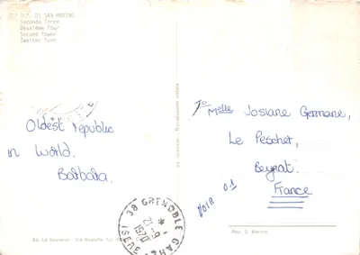 Torre di San Marino — Deuxième Tour — éditeur La Souvenir, n° 01 — पीछे