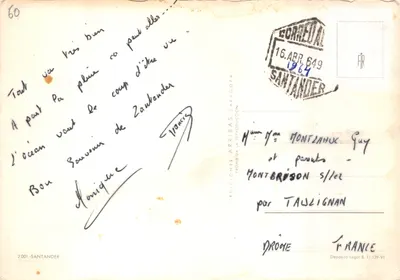 Santander — vue panoramique du port, du phare, des plages et des rues — Éditeur: Ediciones Arribas Zapagoza, n° 2.001 — पीछे