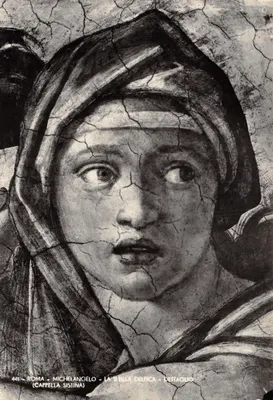La Sibylle Delphique — détail du plafond de la chapelle Sixtine — éditeur E. Richter Roma, n° 441