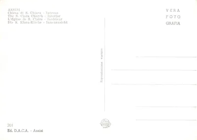 Assisi — Intérieur de l'église de S. Chiara — Ed. D.A.C.A. - Assisi, n° 201 — पीछे