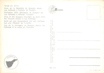 Teide (m. 3717) — vue du Parador de Turismo de Las Cañadas — éditeur EURIMPEx — पीछे