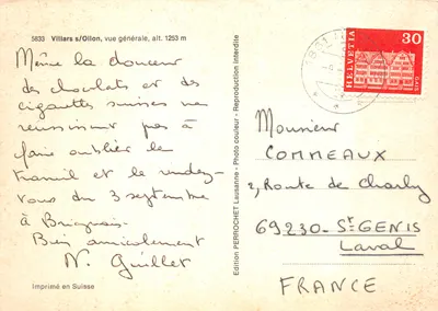 Villars s/Ollon — vue générale, alt. 1253 m — Édition PERROCHET, n° 5833 — पीछे