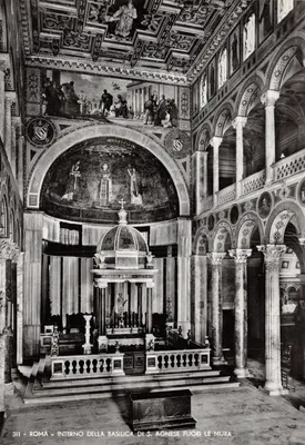Interno della Basilica di S. Agnese Fuori le Mura — éditeur E. Richter Roma, n° 311