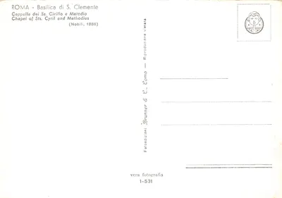 Basilique de S. Clément — Chapelle des Saints Cyrille et Méthode — éditeur Brunner & C. n° 1-531 — पीछे