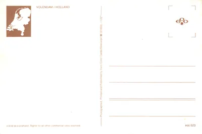 Volendam — vue panoramique du port et de la ville avec habitants en tenue traditionnelle — éditeur: Euro Color Cards/Sleeuwijk — पीछे